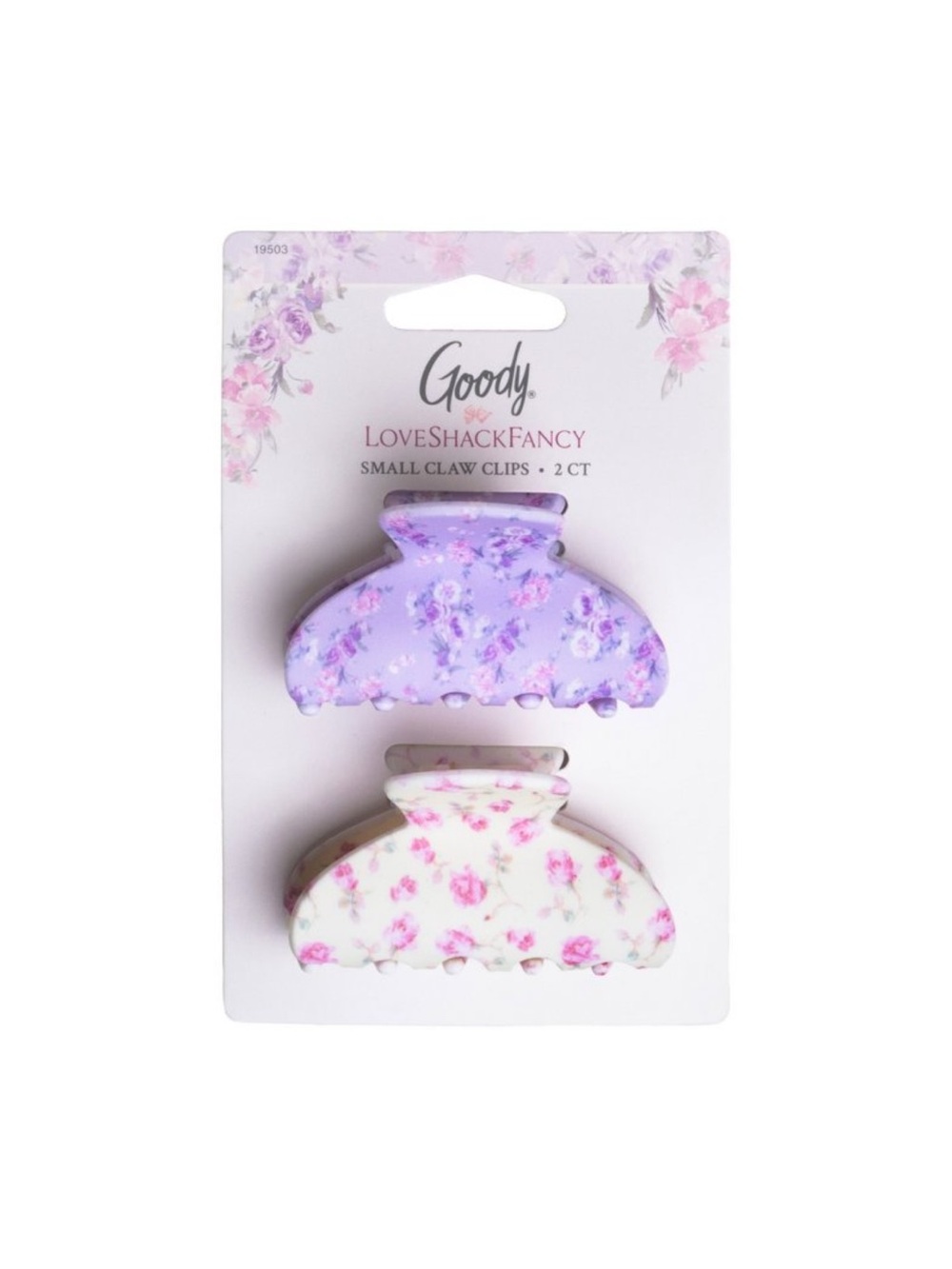 LoveShackFancy x Goody small claw clips set- purple hibiscus nwt, 2 in package